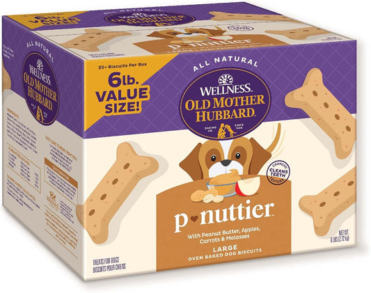 Wellness  Classic P-Nuttier Dog Biscuits, Natural Training Treats, Peanut Butter Flavor, Large Size, 6 Lb Box